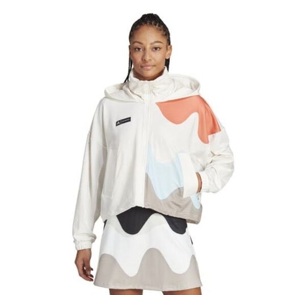 Adidas Marimekko Tennis Premium Jacket Women's Top Sports Crop Oversized XS - Picture 1 of 16